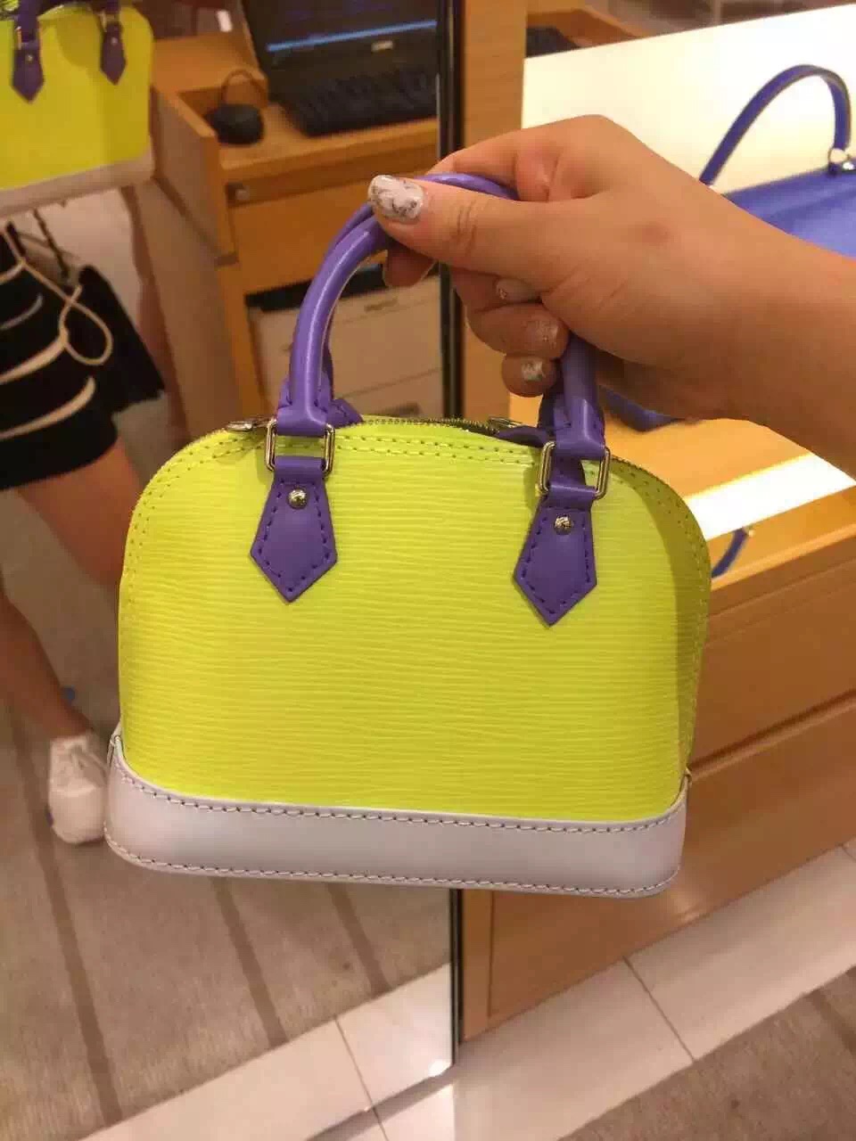 Authentic Louis Vuitton Epi Nano Alma Bag M51076 Acid Yellow